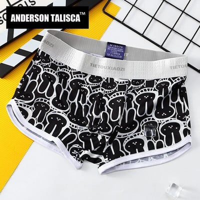 ANDERSON TALISCA New Print Thin Underwear Men Boxer Para Hombre Man Penis Mens Boxers Calzoncillos Cuecas Masculinas M-3XL S043