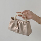 Kis új kézitáskák Pearl Csukló Ránc Felhő Csomagok Vállra akasztott Mini Crossbody táska Édes PU bőr női esküvői parti táskák