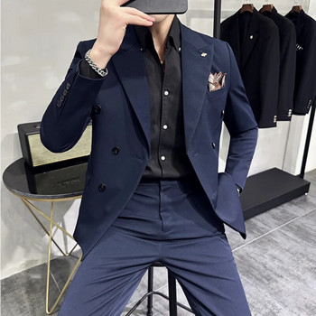 Κλασικό ανδρικό κοστούμι με διπλό στήθος (κοστούμι+παντελόνι) 7XL-S Ανδρικό επαγγελματικό κοστούμι επαγγελματικό κοστούμι πολυτελείας μόδας για γαμήλια δεξίωση 2 σετ