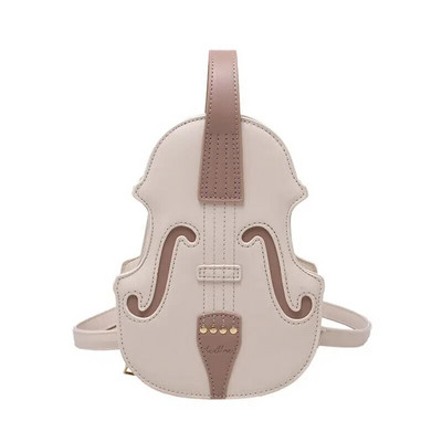 Mados kūrybinis smuikas Moteriškas „Crossbody“ krepšys, PU odinis smuiko formos mažos kuprinės moterims, siuvamas siūlas ant peties, 2023 m.