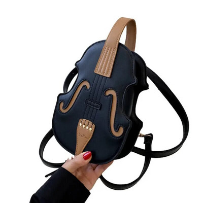 Mados kūrybinis smuikas Moteriškas „Crossbody“ krepšys, PU odinis smuiko formos mažos kuprinės moterims, siuvamas siūlas ant peties, 2023 m.