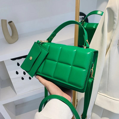 Ženske torbe na rame preko ramena za male kupce s preklopom, karirana ženska ručna torbica od pu kože s torbicom