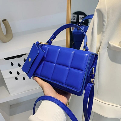 Ženske torbe na rame preko ramena za male kupce s preklopom, karirana ženska ručna torbica od pu kože s torbicom