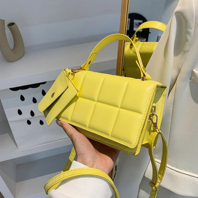 Ženske torbe na rame preko ramena za male kupce s preklopom, karirana ženska ručna torbica od pu kože s torbicom