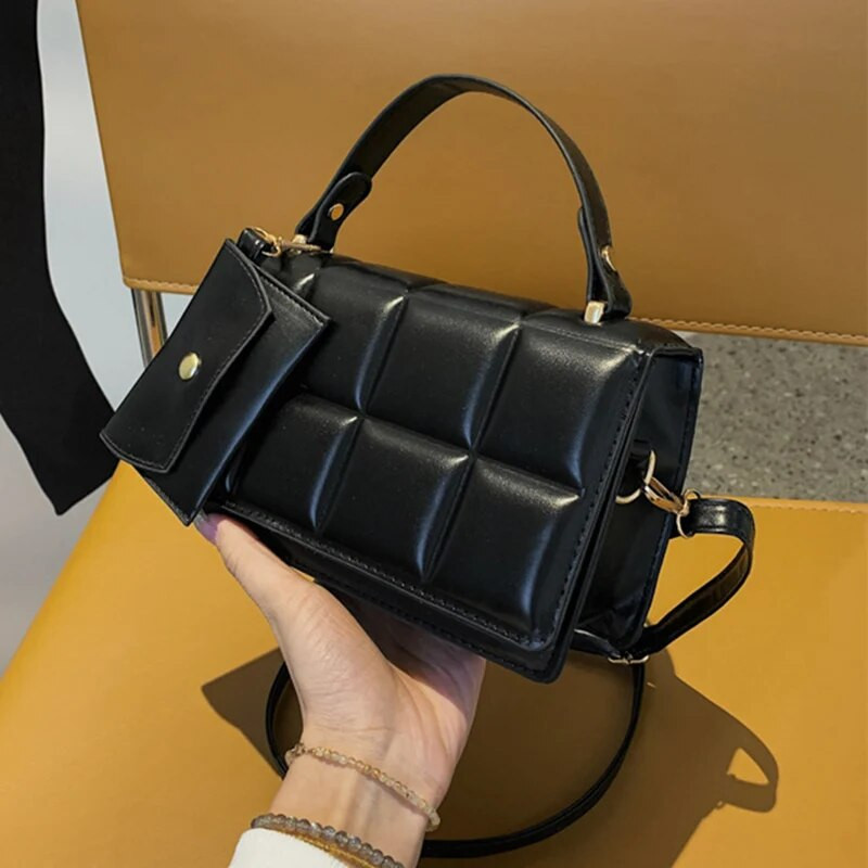 Ženske torbe na rame preko ramena za male kupce s preklopom, karirana ženska ručna torbica od pu kože s torbicom