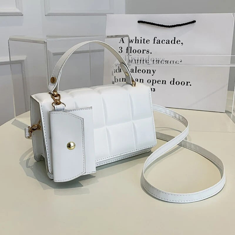 Ženske torbe na rame preko ramena za male kupce s preklopom, karirana ženska ručna torbica od pu kože s torbicom