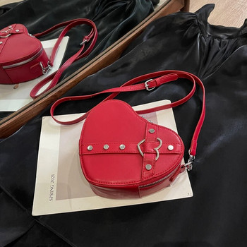 Модни чанти през рамо Heart Soild Висококачествени универсални компактни чанти през рамо с нитове за жени 2024 г. Нов стил Bolsas Femininas
