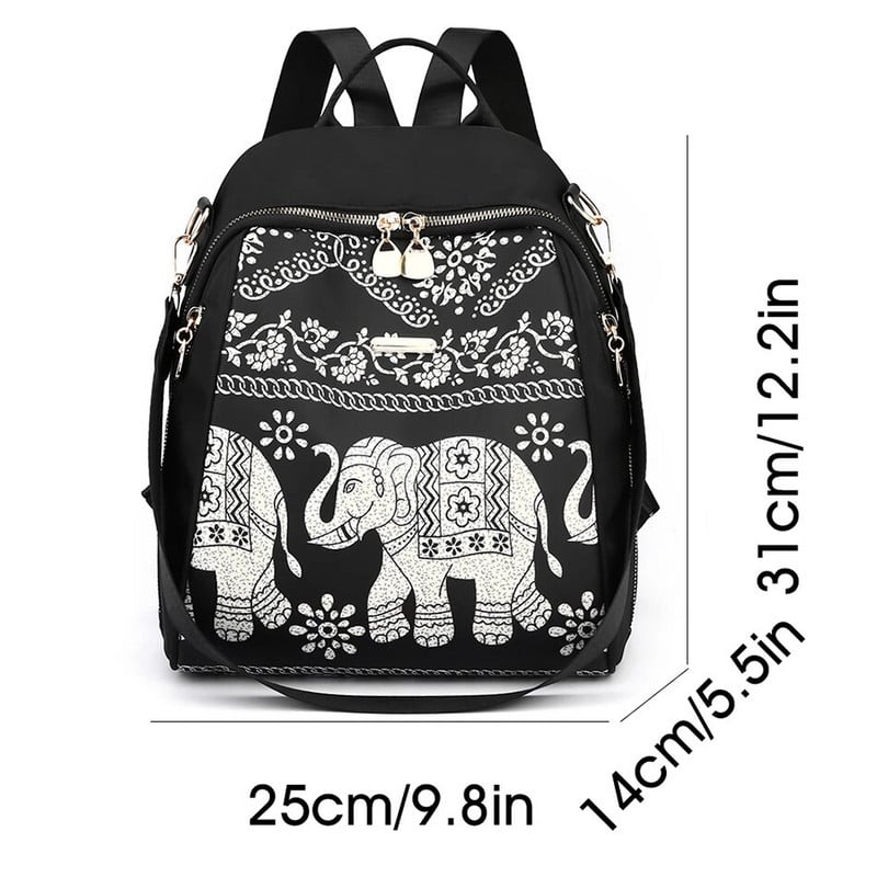 Ležerna višenamjenska ženska ruksak za zaštitu od krađe, modna najlonska putna torba za rame s otiskom slonova, velikog kapaciteta