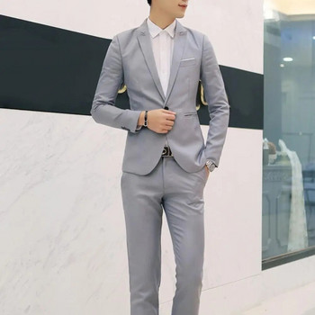 2019 висококачествен мъжки моден тънък костюм мъжки бизнес ежедневен шафер 2бр. сватбен костюм мъжко яке панталон панталон костюм
