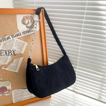 Модни ретро дамски чанти Вельветова чанта за подмишниците Ежедневни дамски чанти за през рамо Едноцветен цип Дамска чанта клъч