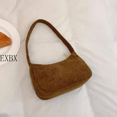 Mados vintažinės moteriškos rankinės Velvetas pažastų krepšys Kasdieniai moteriškos pečių krepšiai Vienspalviai užtrauktuku Moteriška rankinė Sankaba