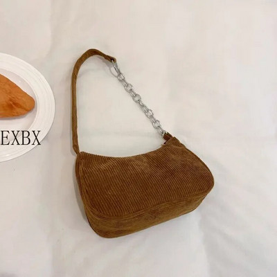 Mados vintažinės moteriškos rankinės Velvetas pažastų krepšys Kasdieniai moteriškos pečių krepšiai Vienspalviai užtrauktuku Moteriška rankinė Sankaba