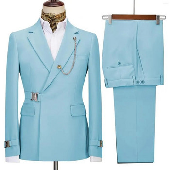 Ανδρικά Κοστούμια Μπλέιζερ Παντελόνι για Άντρες Σακάκι Ιταλικό Σχεδιαστή Γάμος Γάμος Slim Fit Homme 2 ΤΕΜ Ρούχα πέτο χωρίς αξεσουάρ