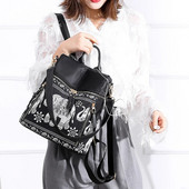 Ženska ležerna ruksak Višenamjenska školska torba protiv krađe za tinejdžerice Ruksak na rame s otiskom slonova