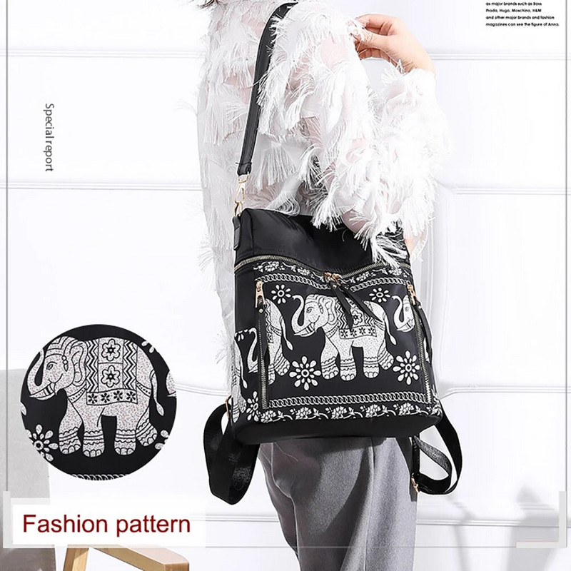 Ženska ležerna ruksak Višenamjenska školska torba protiv krađe za tinejdžerice Ruksak na rame s otiskom slonova