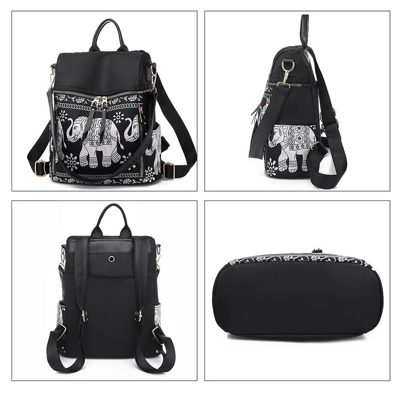 Ženska ležerna ruksak Višenamjenska školska torba protiv krađe za tinejdžerice Ruksak na rame s otiskom slonova