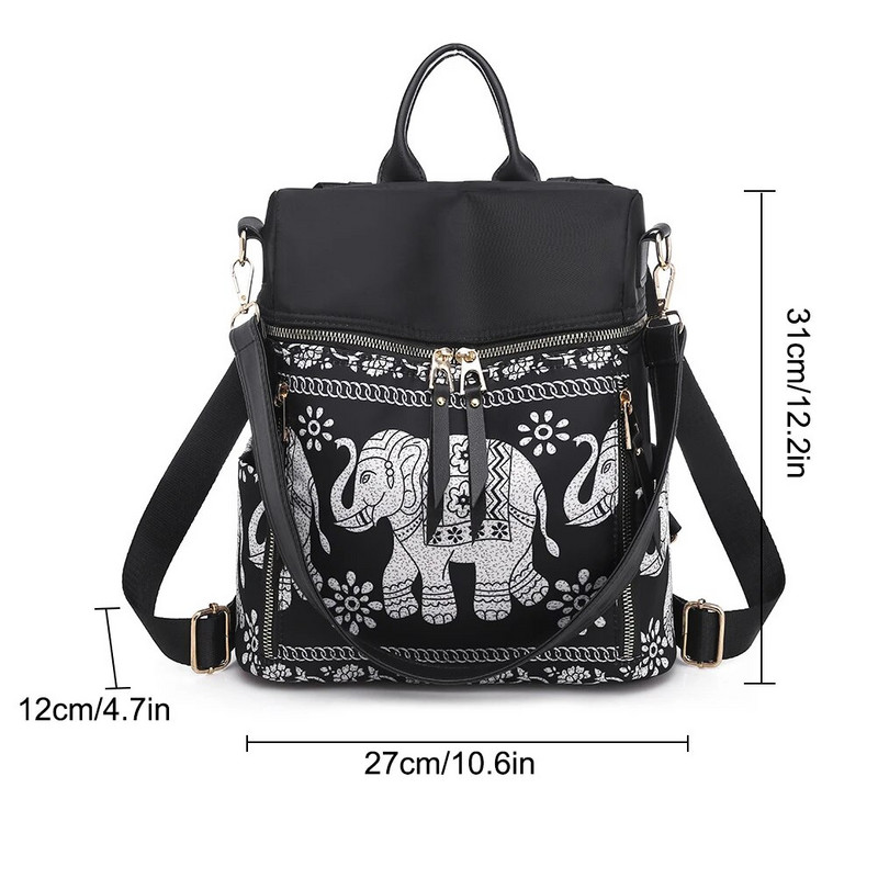 Ženska ležerna ruksak Višenamjenska školska torba protiv krađe za tinejdžerice Ruksak na rame s otiskom slonova