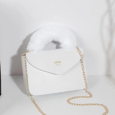 Dirbtinio kailio nešiojimo krepšys moterims 2023 m. Nauji minkšti kailiniai pliušiniai kryžminiai krepšiai dizainerio rankenos su viršutine rankena Šiltos piniginės Bolsa Feminina