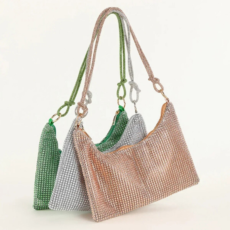 Mood Rhinestones Õhtune Clutch kott Läikiv kristall Naiste õhtusöök Pulma rahakotid Käekott Disainer õlakotid kaenlaalused