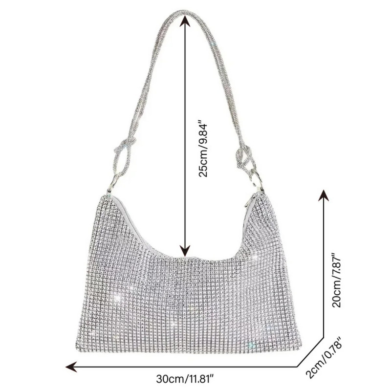 Mood Rhinestones Õhtune Clutch kott Läikiv kristall Naiste õhtusöök Pulma rahakotid Käekott Disainer õlakotid kaenlaalused