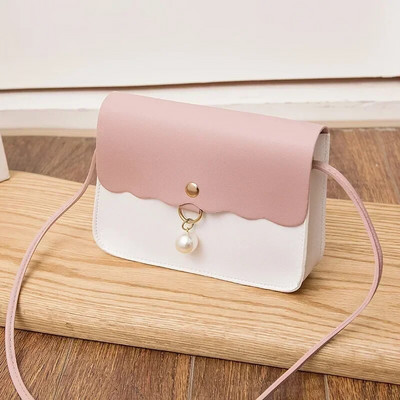 Madinga tiesiog PU odinė Crossbody Krepšys moterims Vienspalvis Pečių krepšys Lady Pendant Pearl Kelioninė maža rankinė