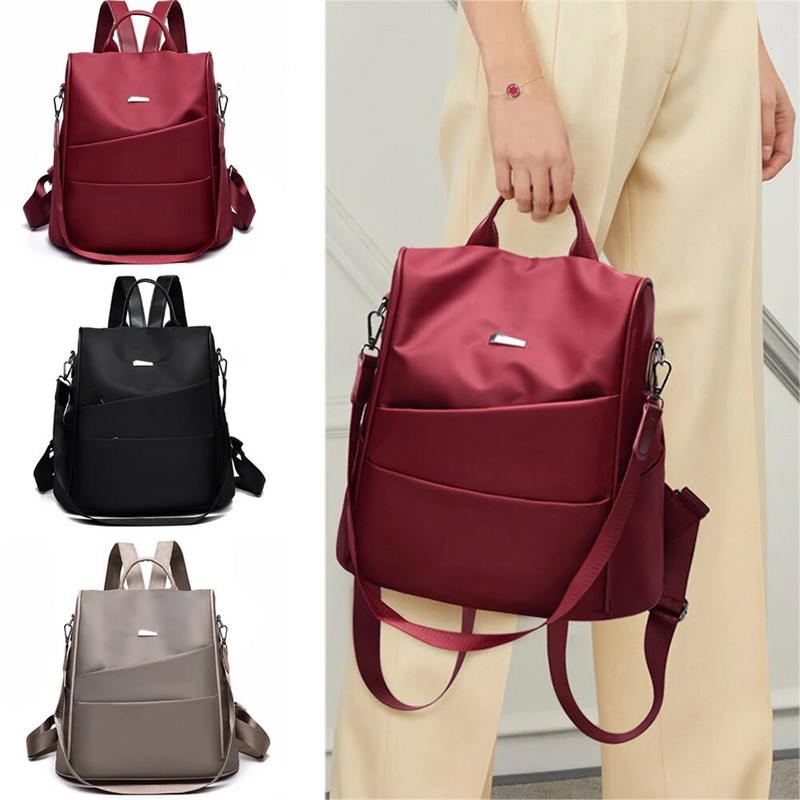 Γυναικείο σακίδιο πλάτης Μεγάλης χωρητικότητας Ελαφρύ ταξίδι ώμου Casual Solid Fashion Lady Portable School Anti Theft Waterproof Oxford