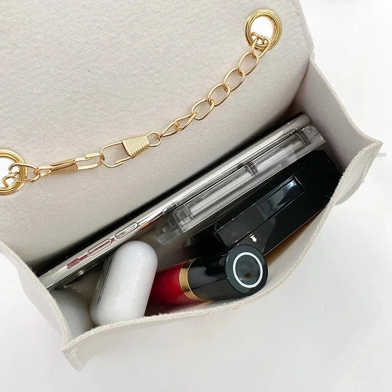 Ženske dizajnerske torbe Raznobojna torba na rame s lancem Jednobojna mini torba s preklopom Messenger torba preko ramena Clutch torbice i torbice
