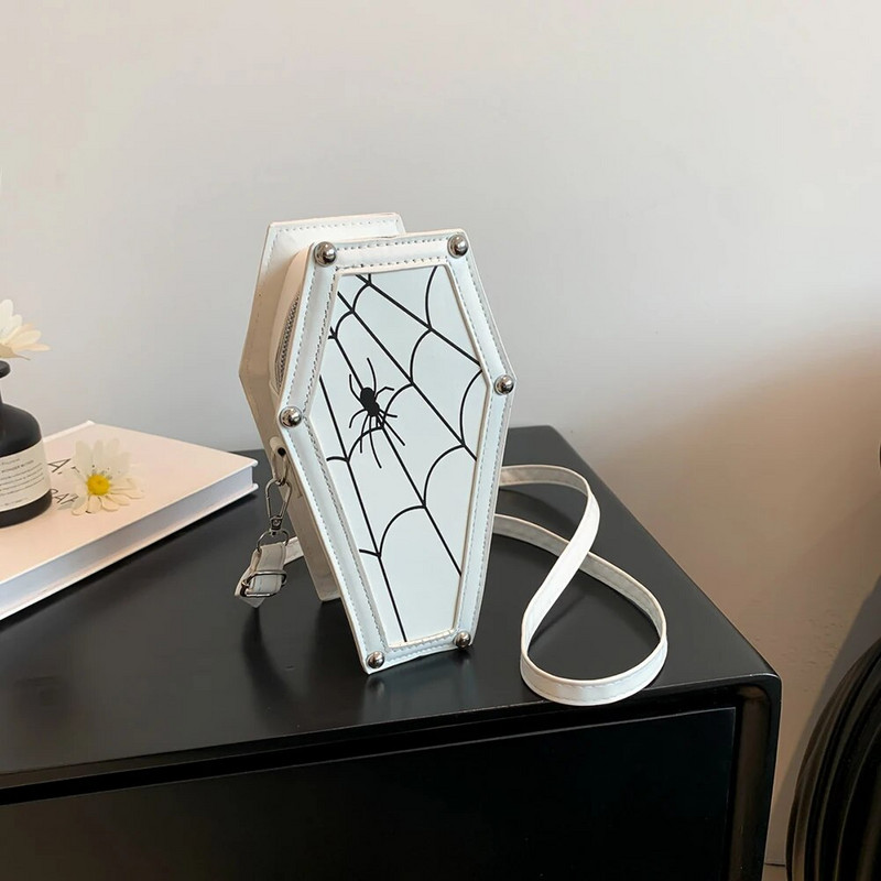 Gotikiniai kryžminiai krepšiai, moteriški senoviniai karsto formos pečių rankinė Madinga PU odinė rankinė Helovino dovana 2023 m. teminiam vakarėliui