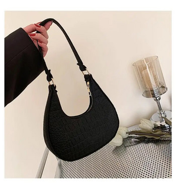 Дамска дамска чанта от филц Модна субаксиларна чанта Дизайнерски изискани чанти за през рамо Чанта за седло с полумесец за дами Разширена чанта под мишниците
