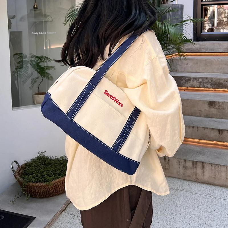 Ženska velika torba Ležerna platnena torba velikog kapaciteta Dizajnerske torbe s slovima na rame Torbe ispod pazuha Luksuzni veliki kupac Poklon za djevojke