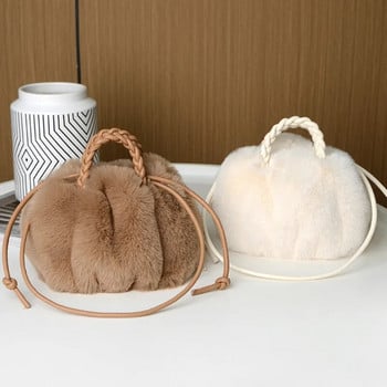 Γυναικείες φθινοπωρινές χειμερινές Νέα τσάντα από γούνα κουνελιού πλισέ Τσάντα σύννεφο βελούδινη τσάντα ώμου χιαστί Μικρή τσάντα Δώρα διακοπών