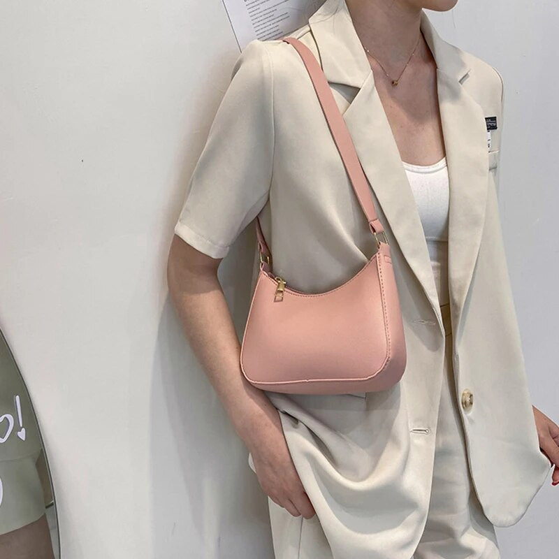 Nove ženske modne torbice iz 2024. Retro jednobojne PU kožne torbe na rame ispod pazuha Ležerne ženske torbice skitnice