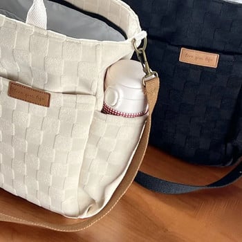 Hylhexyr Γυναικεία τσάντα σκακιέρας Casual tote καμβά δικτυωτή τσάντα Απλή μαθητική τσάντα ώμου Τσάντες χιαστί