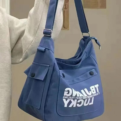 Moteriškas laisvalaikio drobinis pečių krepšys Aukštos kokybės išskirtinis mergaitiškas krepšys su užtrauktuku mokyklinė krepšys