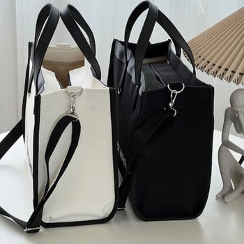 Τσάντες ώμου Hylhexyr Fashion Letter Thickened Canvas Shoulder Bags with Zipper Tote Handbag για φοιτητές πανεπιστημίου Τσάντες χιαστί