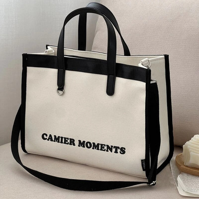 Hylhexyr Fashion Letter vastagított vászon válltáska táskák cipzáras hordtáskával egyetemistáknak Crossbody táskák