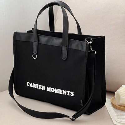 Hylhexyr Fashion Letter vastagított vászon válltáska táskák cipzáras hordtáskával egyetemistáknak Crossbody táskák