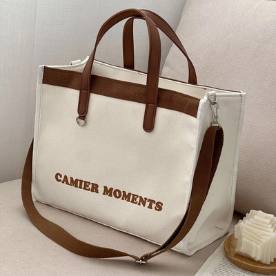 Hylhexyr Fashion Letter vastagított vászon válltáska táskák cipzáras hordtáskával egyetemistáknak Crossbody táskák