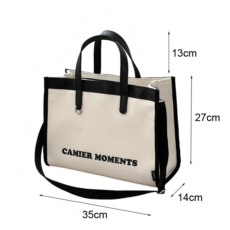 Hylhexyr Fashion Letter vastagított vászon válltáska táskák cipzáras hordtáskával egyetemistáknak Crossbody táskák