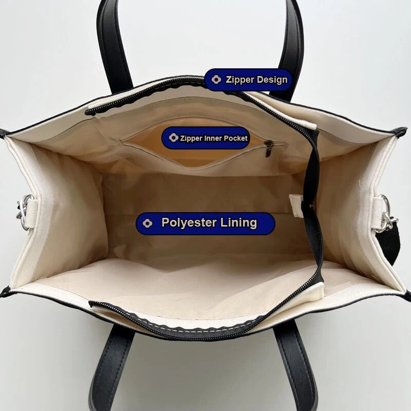 Hylhexyr Fashion Letter vastagított vászon válltáska táskák cipzáras hordtáskával egyetemistáknak Crossbody táskák