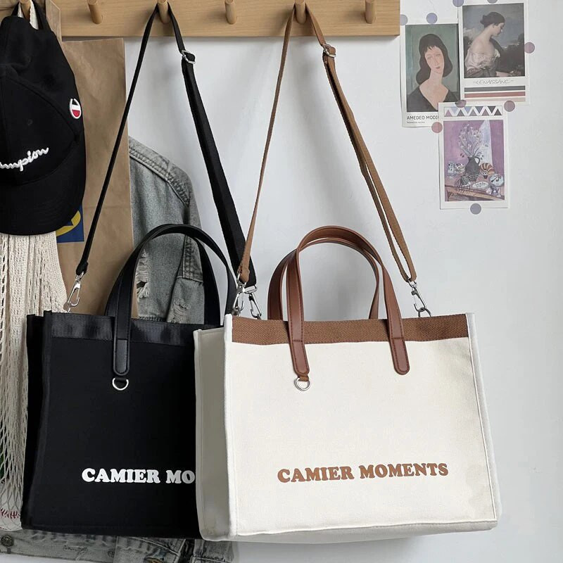 Hylhexyr Fashion Letter vastagított vászon válltáska táskák cipzáras hordtáskával egyetemistáknak Crossbody táskák