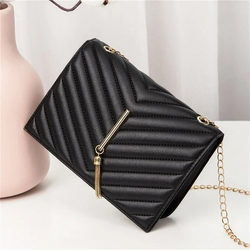 Új női PU bőr Trend Lingge Crossbody táska divatos V mintás rácsos kis válltáska fekete fehér utazási Crossbody táskák