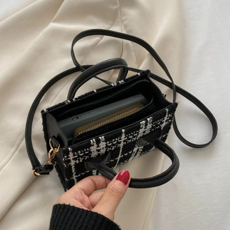 Ženska mini ručna torbica Ženska torbica s modnim kariranim uzorkom Torba na rame Crossbody Messanger torba Lagana jednostavna, elegantna velika torba
