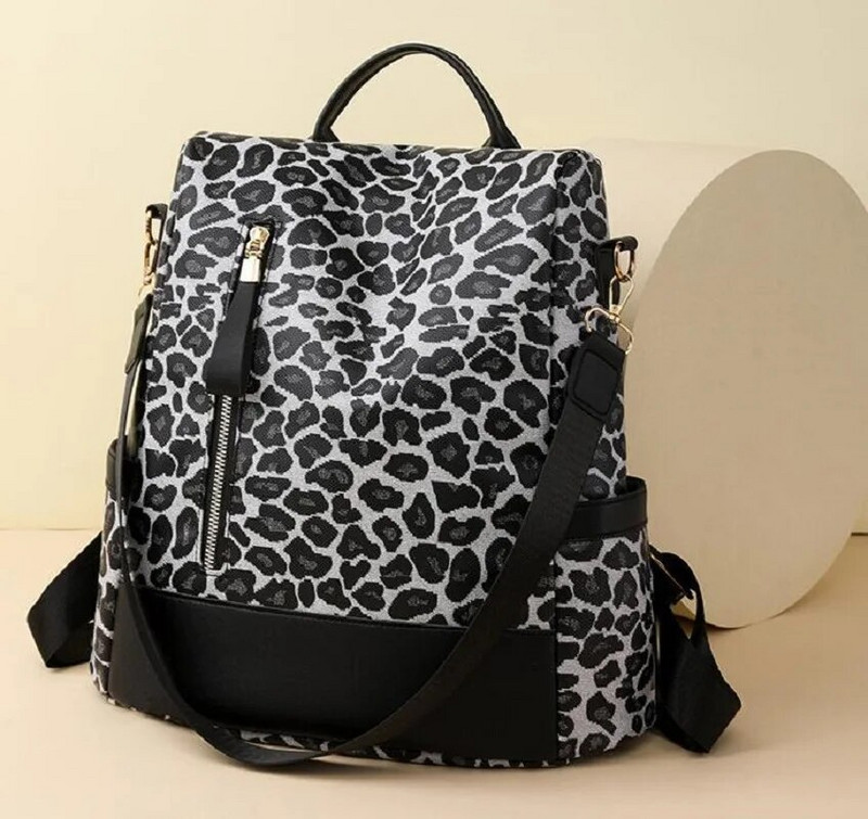 Novi modni leopard dizajn, putna ruksak velikog kapaciteta protiv krađe, ženske visokokvalitetne kožne torbe na rame, školska torba