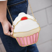 Ženska torba sa slatkim crtanim filmom Ice Cream Cupcake Shape Lady Mini Torba na rame Metalni lanac Mobilni ključevi Ženska torba preko ramena Messenger torba