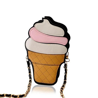 Ženska torba sa slatkim crtanim filmom Ice Cream Cupcake Shape Lady Mini Torba na rame Metalni lanac Mobilni ključevi Ženska torba preko ramena Messenger torba