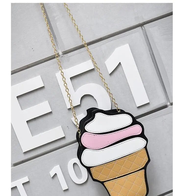 Ženska torba sa slatkim crtanim filmom Ice Cream Cupcake Shape Lady Mini Torba na rame Metalni lanac Mobilni ključevi Ženska torba preko ramena Messenger torba