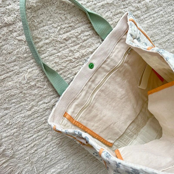 Hylhexyr Ins Cherry Embroidery Τσάντα ώμου Βαμβακερή πάνα Mother Baby Handbag Γυναικείες μεγάλες τσάντες ταξιδιού