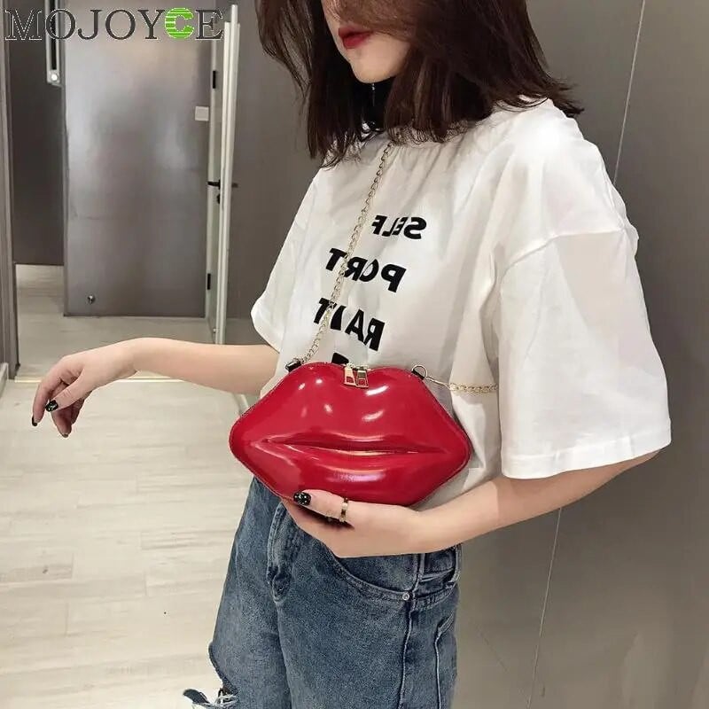 Lips Shape PVC Ručne torbice Puni patentni zatvarač Torba na rame Crossbody Messenger Telefon Torbica za novčiće Večernja zabava Spojke Bolsas Feminina Saco