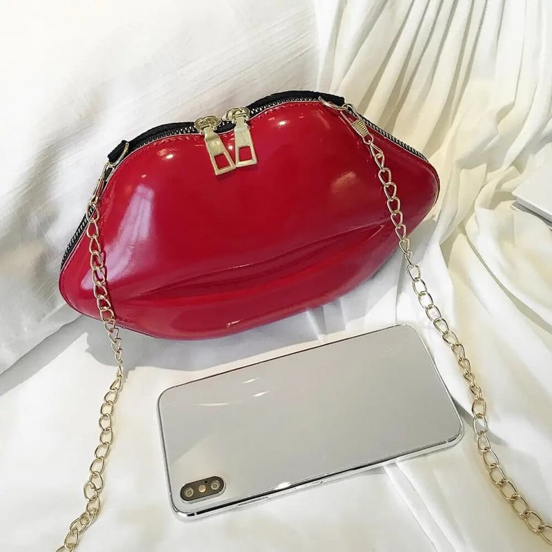 Lips Shape PVC Ručne torbice Puni patentni zatvarač Torba na rame Crossbody Messenger Telefon Torbica za novčiće Večernja zabava Spojke Bolsas Feminina Saco